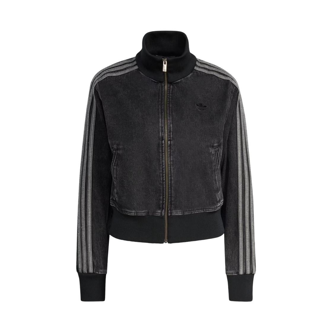 (W) 아디다스 오리지널스 파이어버드 데님 트랙 탑 트루 블랙 데님 - KR 사이즈((W) Adidas Originals Firebird Denim Track Top True Black Denim - KR Sizing)