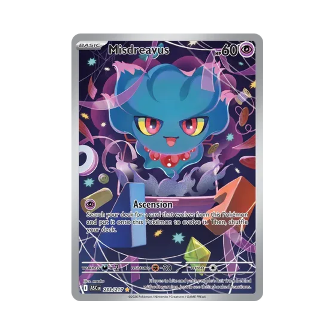 포켓몬 TCG 무우마 IR 메가 에볼루션 어센드 히어로즈 (영문판)(Pokemon TCG Misdreavus IR Mega Evolution Ascended Heroes (English Ver.)) - 1