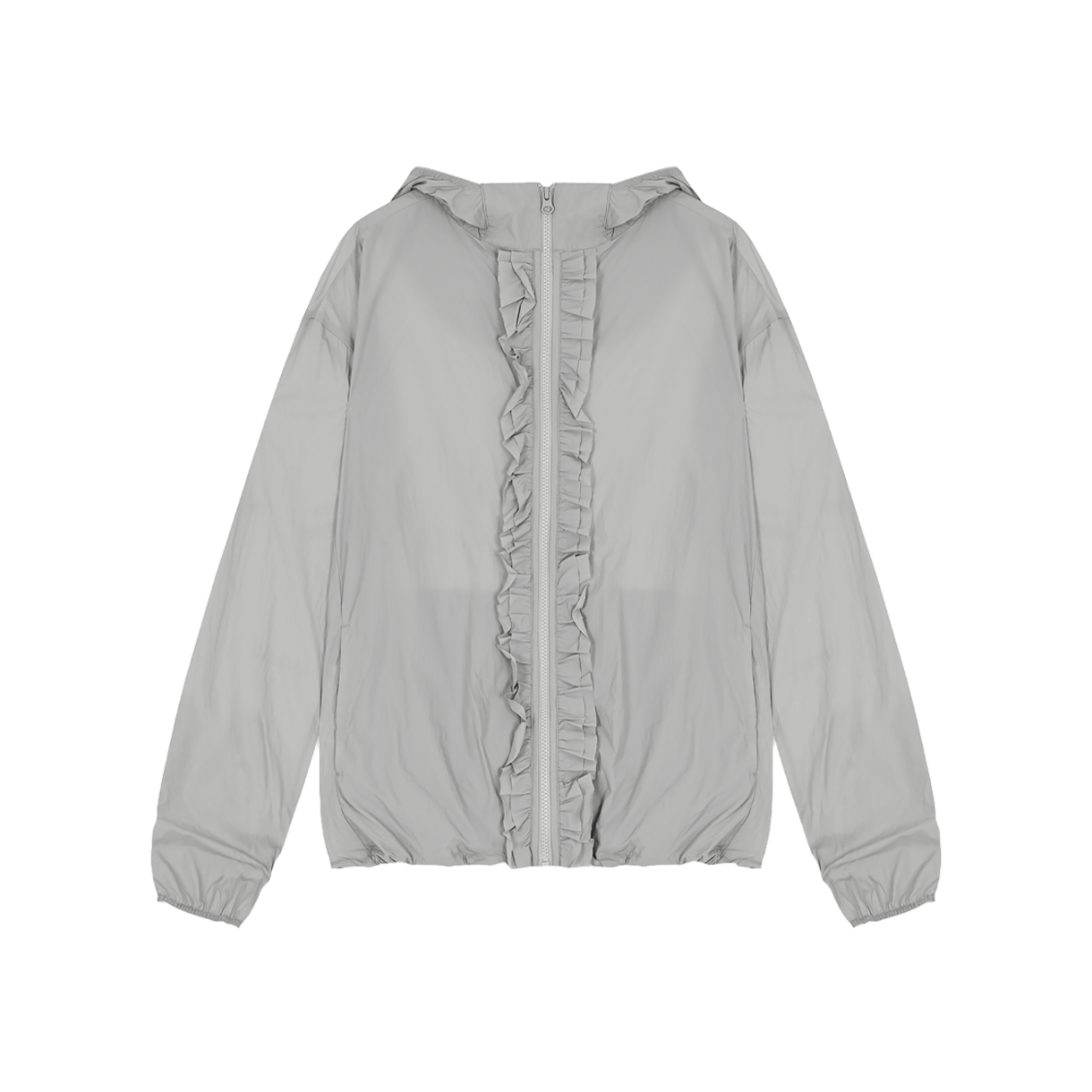 나체 우먼 러플 윈드 브레이커 라이트 그레이 - 26SS(Nache Women Ruffle Wind Breaker Light Gray - 26SS)
