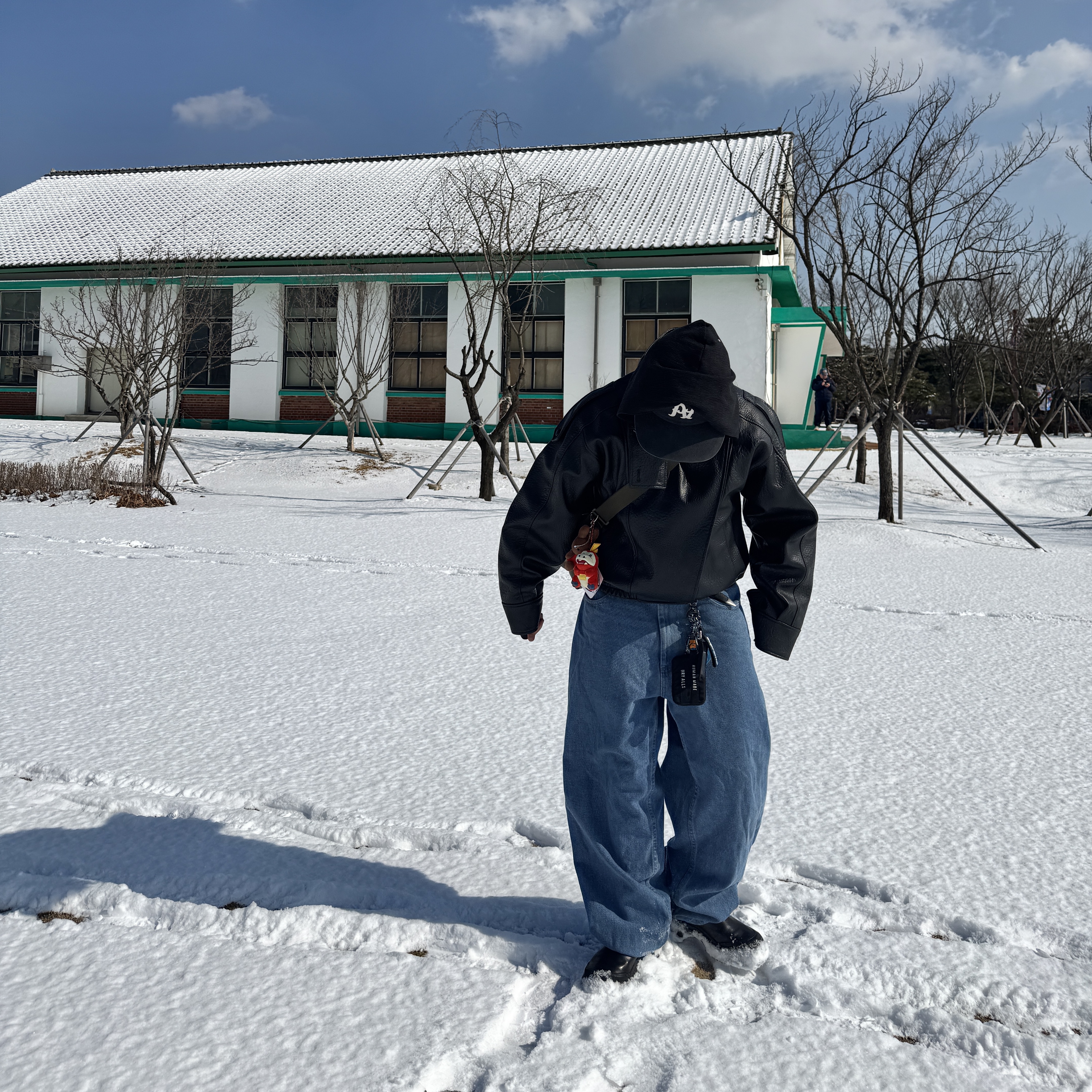 Zara Faux Leather Jacket Black, Polar Skate Co. Big Boy Pants Mid Blue 착용 스타일 - 4