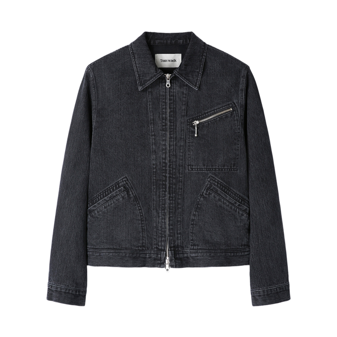 토니웩 코드 트윌 데님 지퍼드 자켓 페이디드 블랙(Tonywack Cord Twill Denim Zippered Jacket Faded Black)