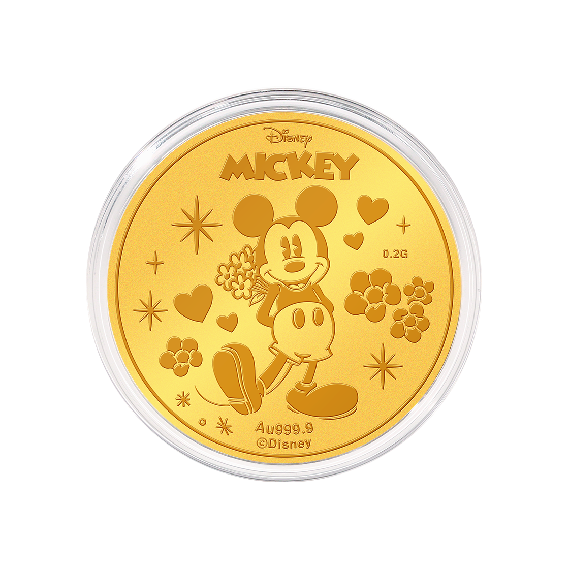골드팡 디즈니 24K 미키마우스 캐릭터 순금코인 0.2g + 프리미엄 가죽패키지(GOLDPANG Disney 24K Gold Mickey Mouse Character Coin 0.2g + Premium Leather Package)