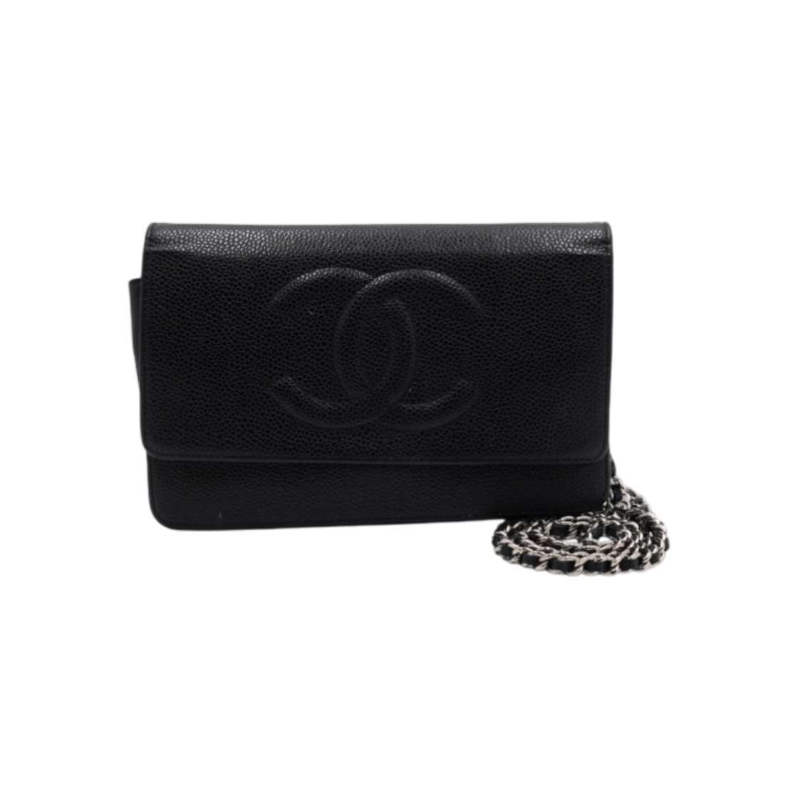 ITNKAG82PN57 Chanel Black Caviar Timeless Wallet on Chain (WOC) Crossbody Bag