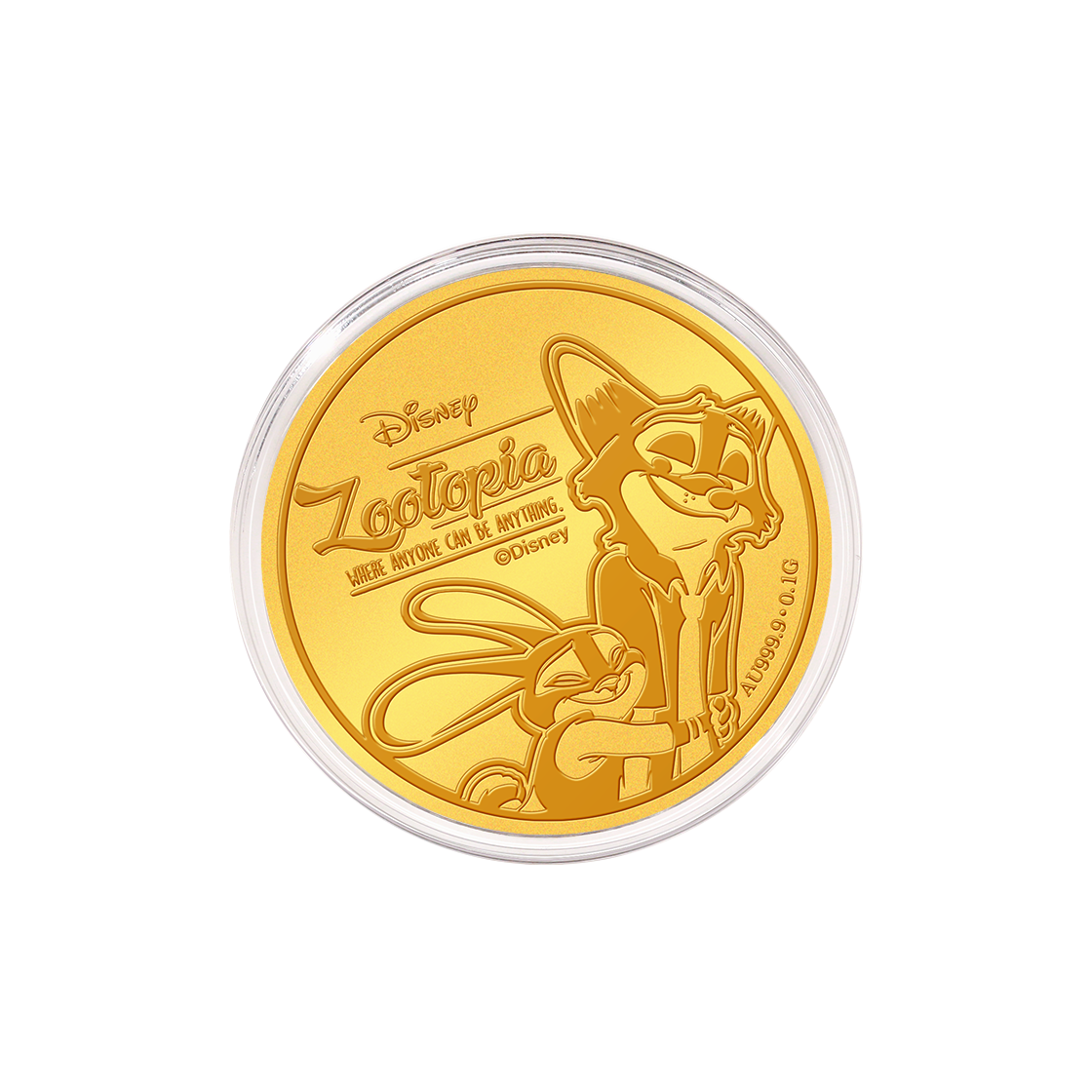 골드팡 디즈니 24K 주토피아 닉&주디 캐릭터 순금코인 0.1g + 프리미엄 가죽패키지(GOLDPANG Disney 24K Gold Zootopia Nick & Judy Character Coin 0.1g + Premium Leather Package)