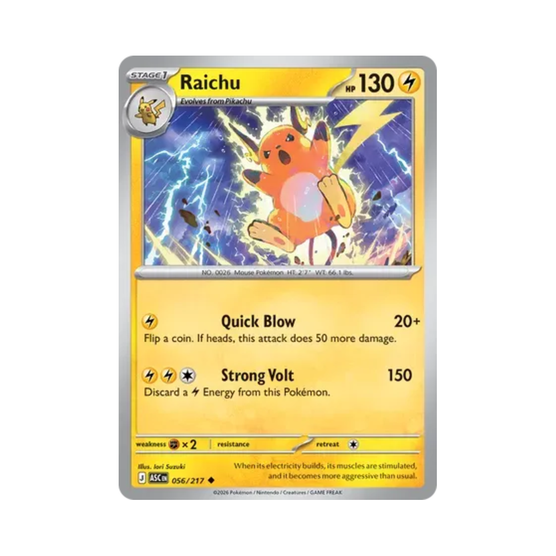 포켓몬 TCG 라이츄 U 메가 에볼루션 어센드 히어로즈 (영문판)(Pokemon TCG Raichu U Mega Evolution Ascended Heroes (English Ver.)) - 1