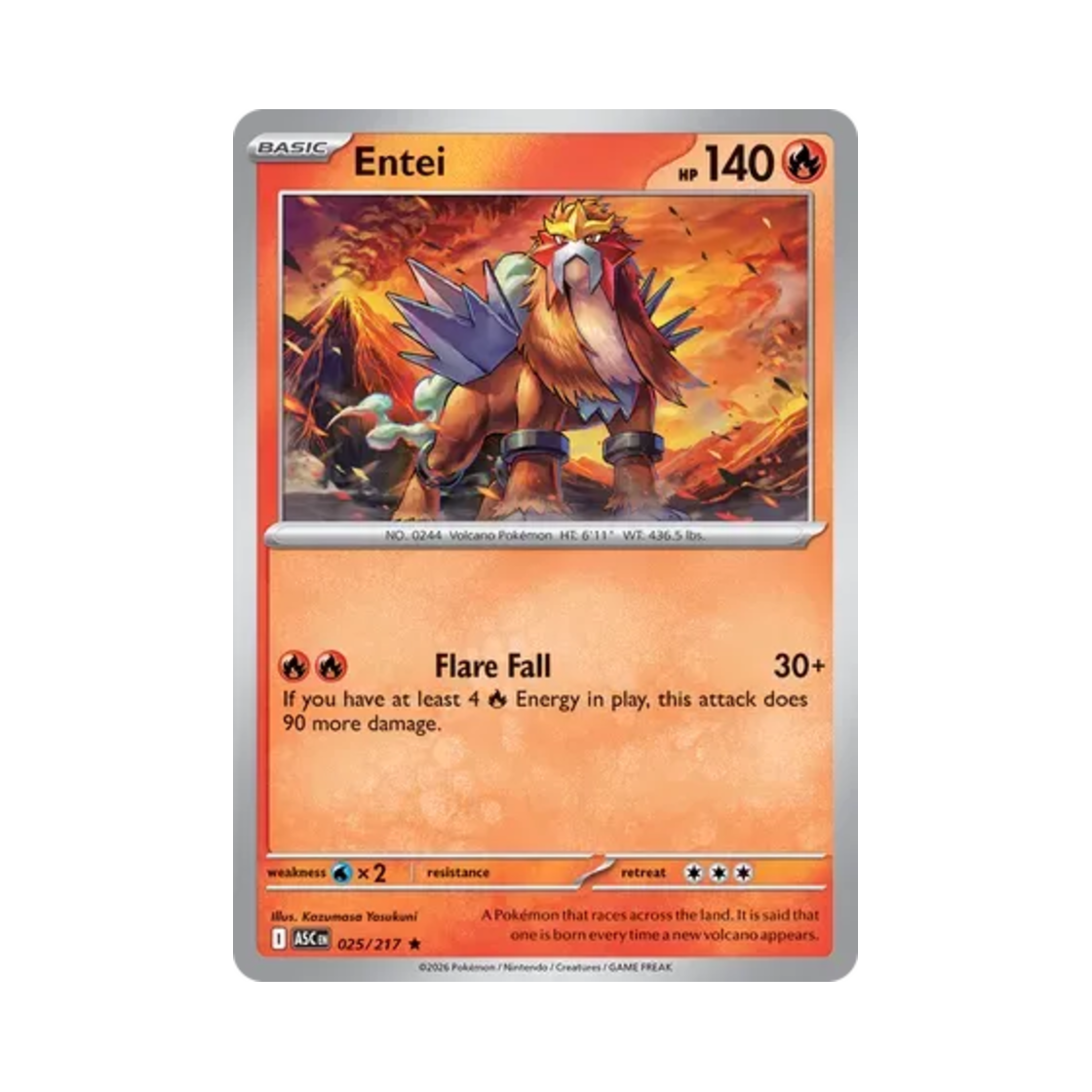 포켓몬 TCG 앤테이 R 메가 에볼루션 어센드 히어로즈 (영문판)(Pokemon TCG Entei R Mega Evolution Ascended Heroes (English Ver.))