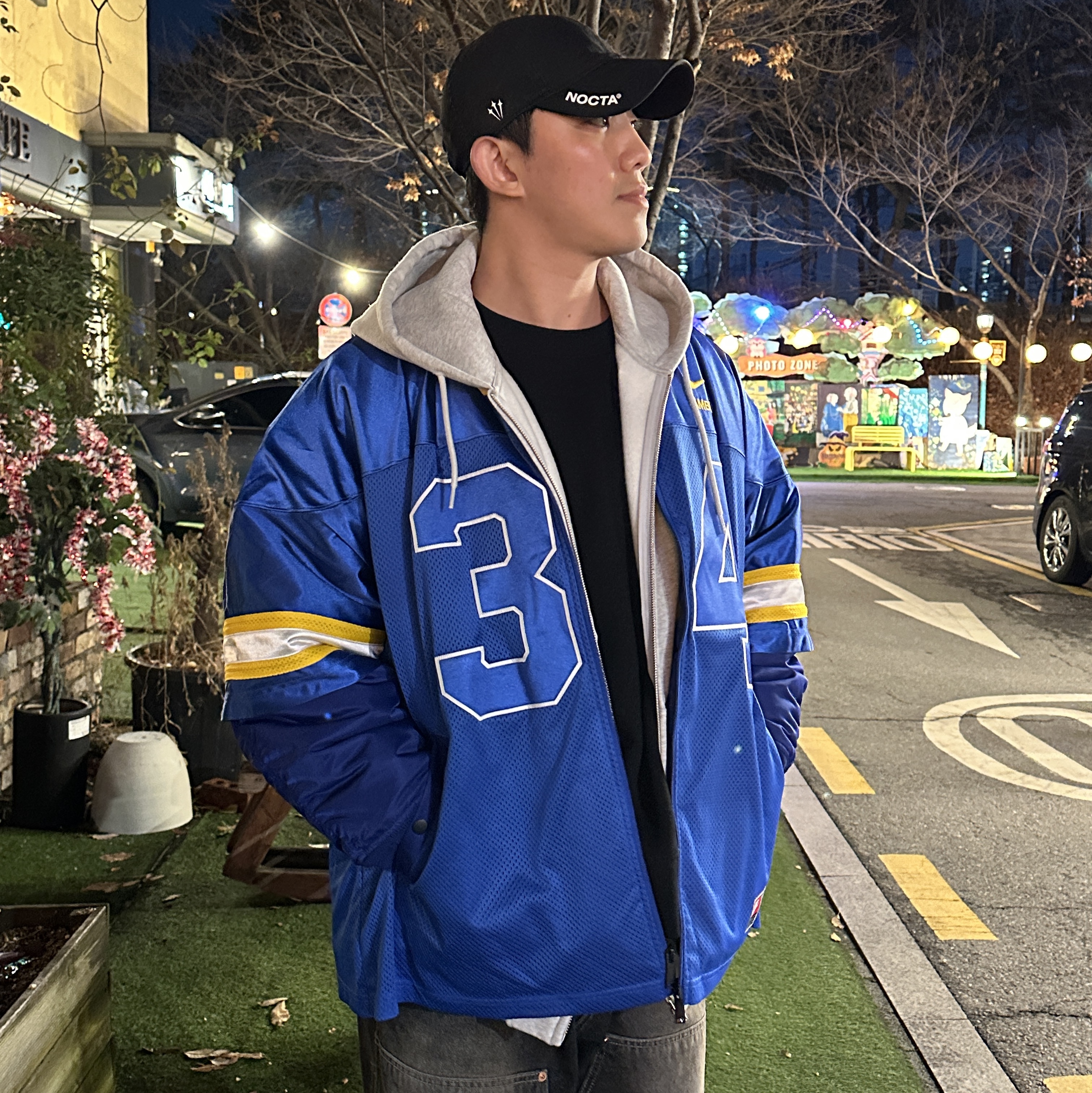 Nike x Ambush Jacket Deep Royal Blue - Asia, Palace Sofar Zip Hood Grey Marl - 24FW 착용 스타일 - 3