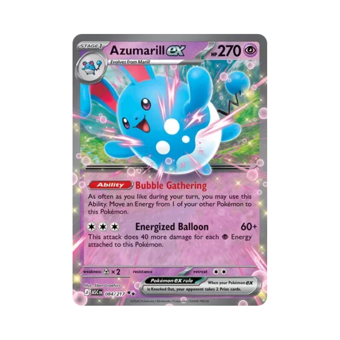 포켓몬 TCG 마릴리 ex DR 메가 에볼루션 어센드 히어로즈 (영문판)(Pokemon TCG Azumarill ex DR Mega Evolution Ascended Heroes (English Ver.))