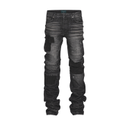 Undermycar Notre Dame Patched Grunge Slim Jeans Washed Black