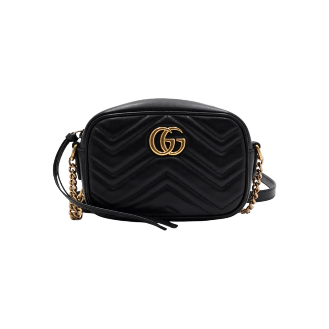 IT2SC5FNVD4O Gucci 448065 GG Marmont Black Matelasse Mini Chain Shoulder Bag/Crossbody