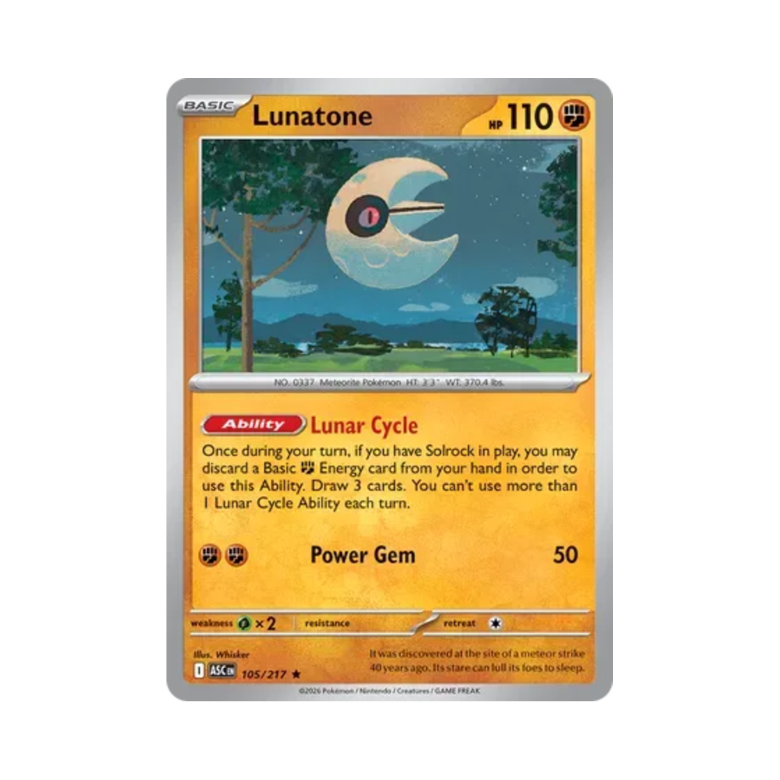 ASC105-217 Pokemon TCG Lunatone R Mega Evolution Ascended Heroes (English Ver.)