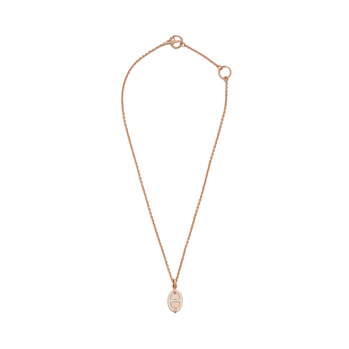 H100053FOD3 (W) Hermes Mini Maillon Pendant Small Model Rose Gold & Creme