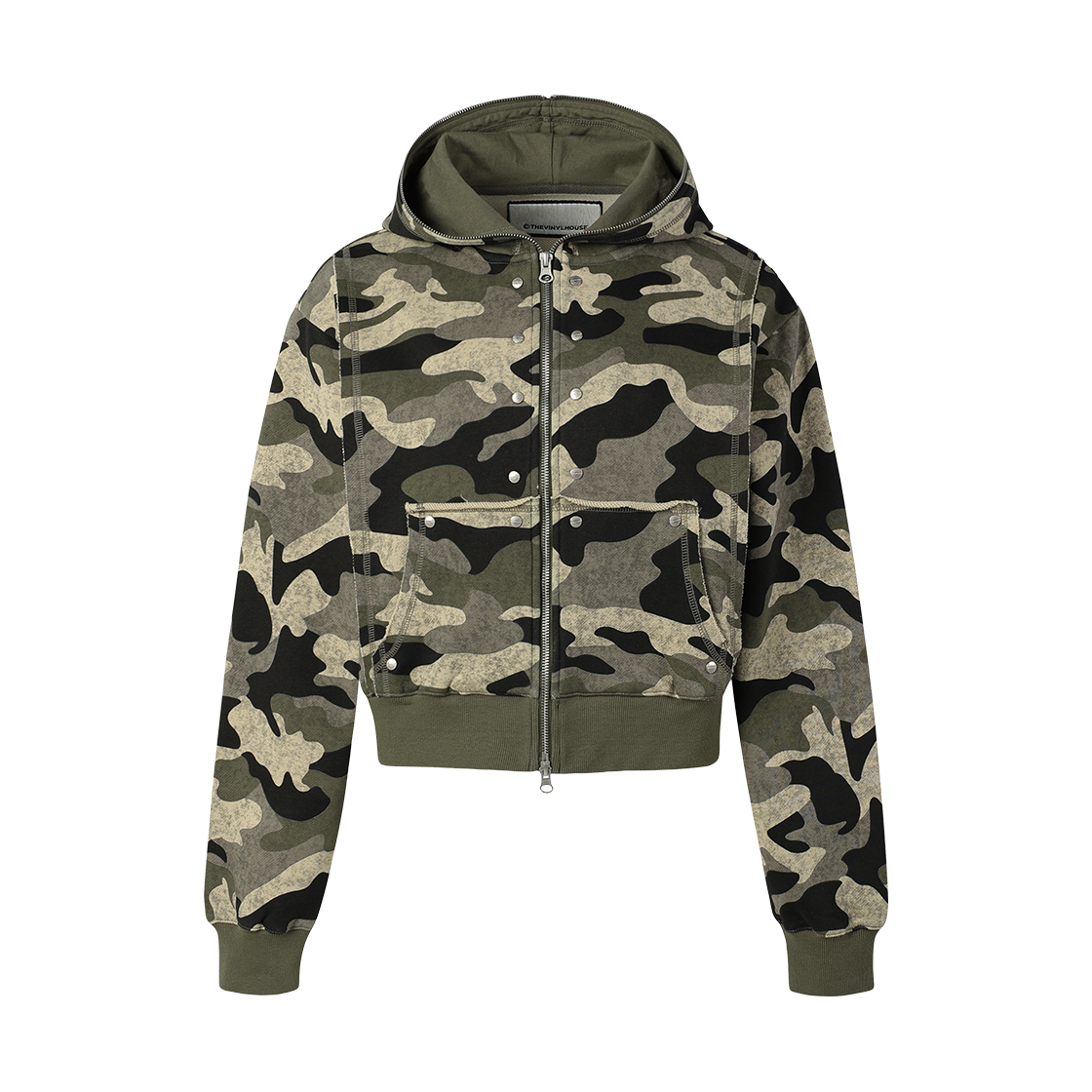 VH2GSFM490ACM Thevinylhouse Studded Full Zip-Up Hoodie Camo