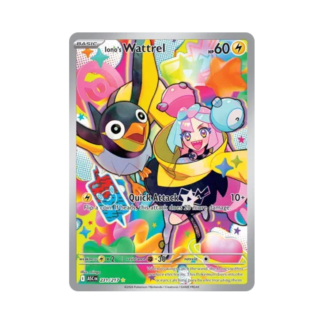 ASC231-217 Pokemon TCG Iono's Wattrel IR Mega Evolution Ascended Heroes (English Ver.)
