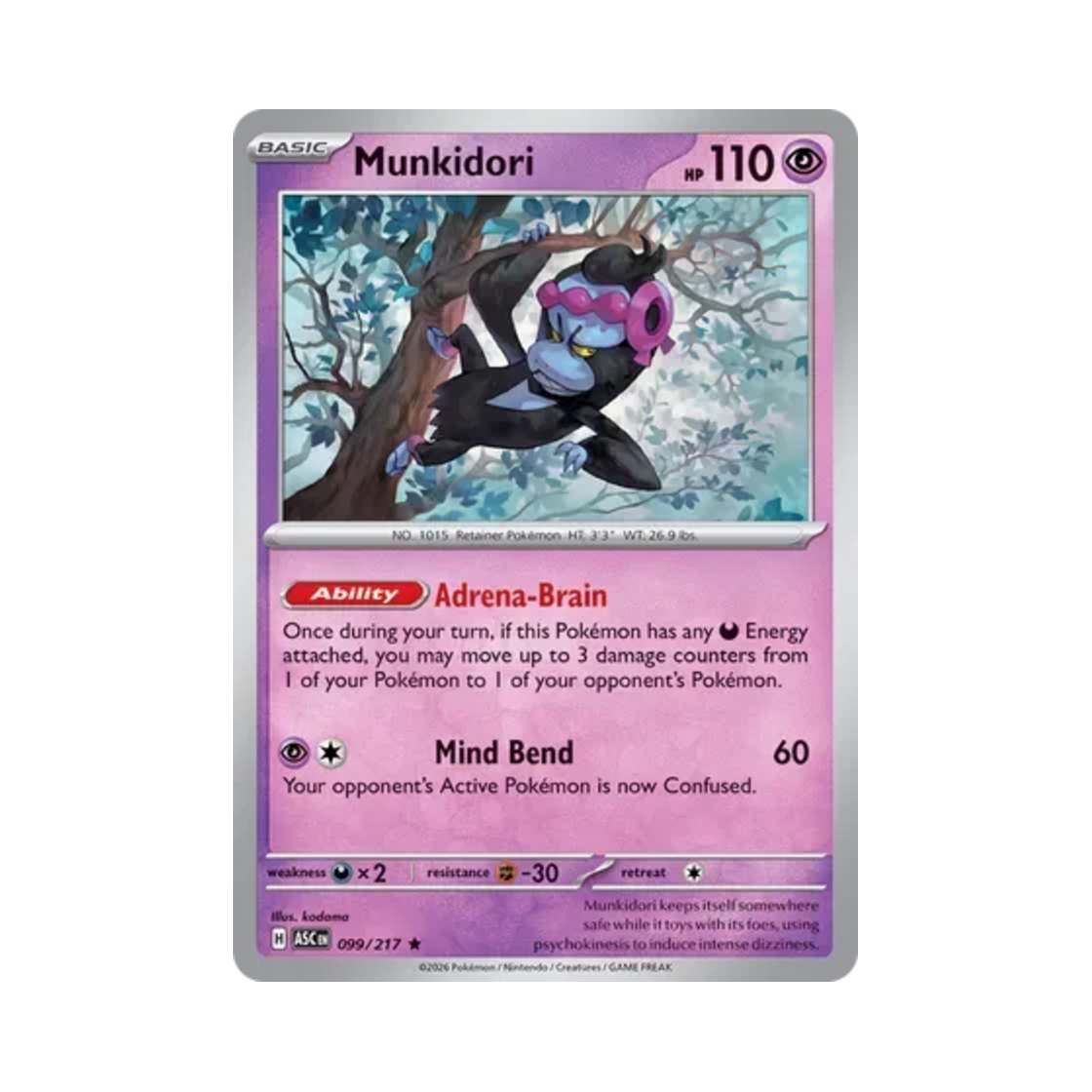 ASC099-217 Pokemon TCG Munkidori R Mega Evolution Ascended Heroes (English Ver.)