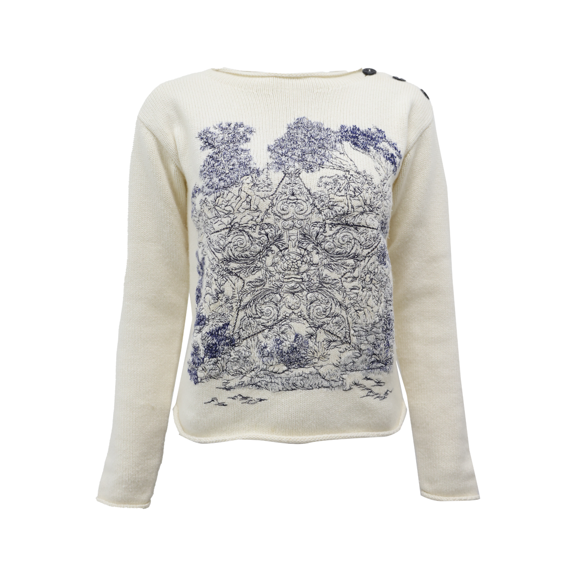 ITOLHEJFT9GA Dior Embroidered Cashmere Knit in Ivory