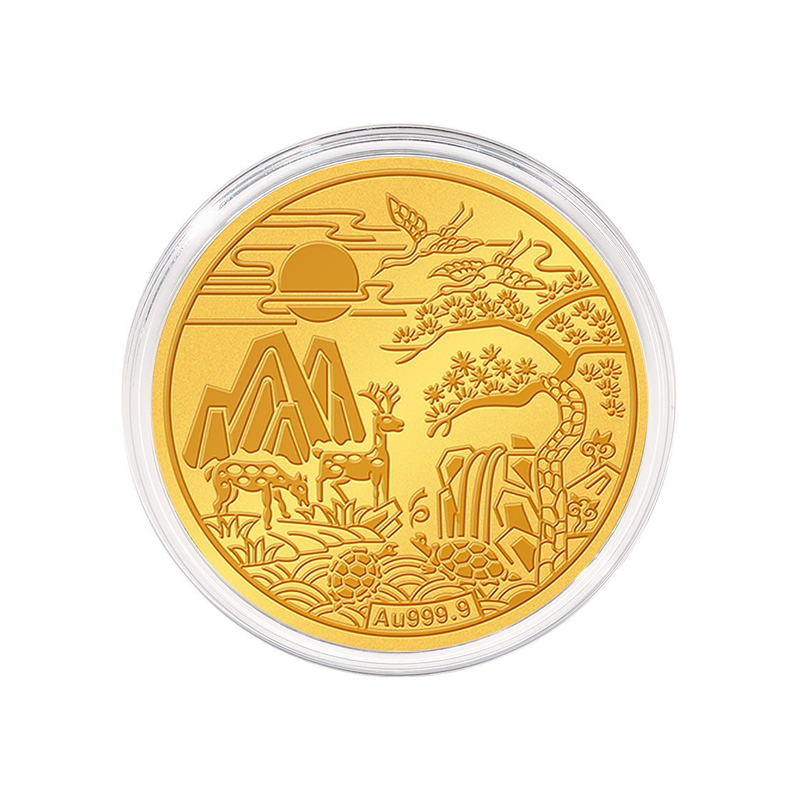 골드팡 24K 불로십장생 순금코인 0.2g + 프리미엄 가죽패키지(GOLDPANG 24K Gold Ten Symbols of Longevity Coin 0.2g + Premium Leather Package)