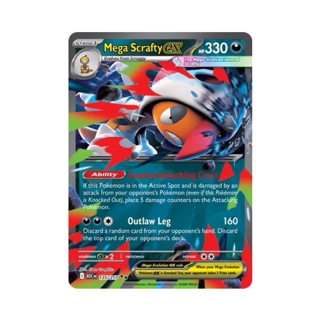 포켓몬 TCG 메가 곤율거니 ex DR 메가 에볼루션 어센드 히어로즈 (영문판)(Pokemon TCG Mega Scrafty ex DR Mega Evolution Ascended Heroes (English Ver.)) - 1