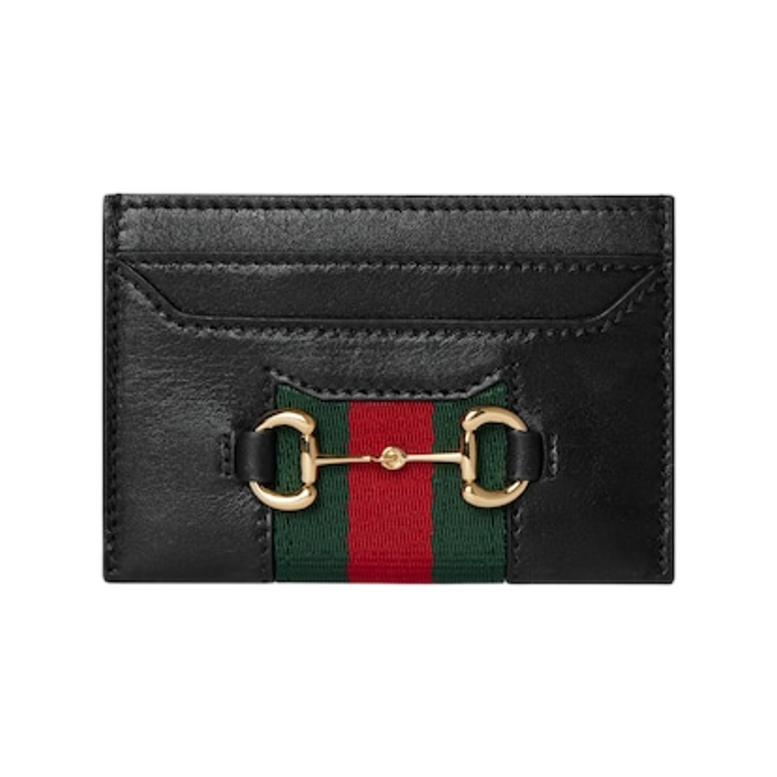867122-AAGF7-1053 Gucci Horsebit Web Card Case Black