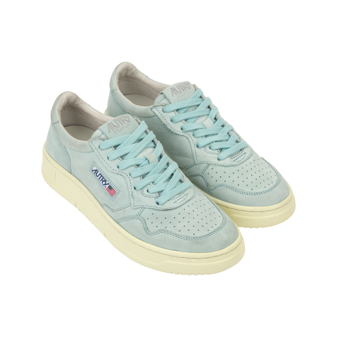 (W) 오트리 메달리스트 로우 고트스킨 스니커즈 라이트 블루((W) Autry Medalist Low Goatskin Sneakers Light Blue) - 4