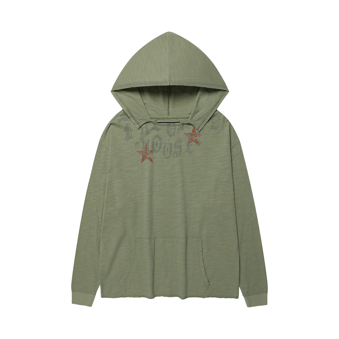 VH2GSFM411AKH Thevinylhouse Cut-Off Over Slub Hoodie Ls Tee Khaki