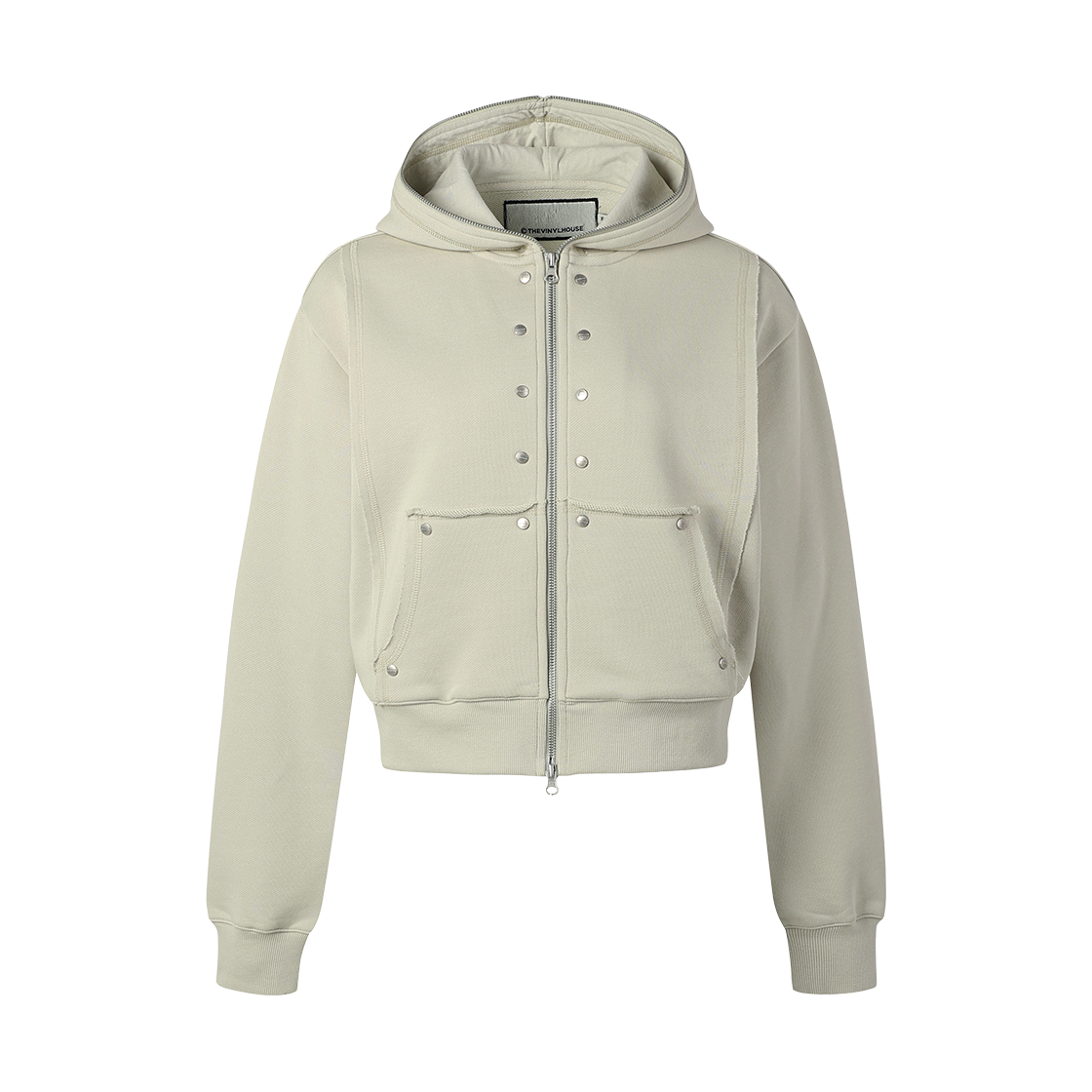 VH2GSFM490ABE Thevinylhouse Studded Full Zip-Up Hoodie Beige