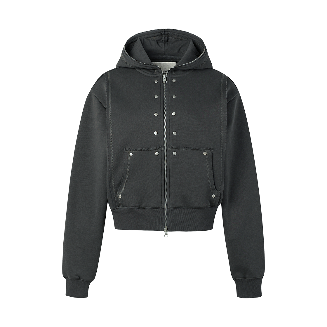 VH2GSFM490ACH Thevinylhouse Studded Full Zip-Up Hoodie Charcoal