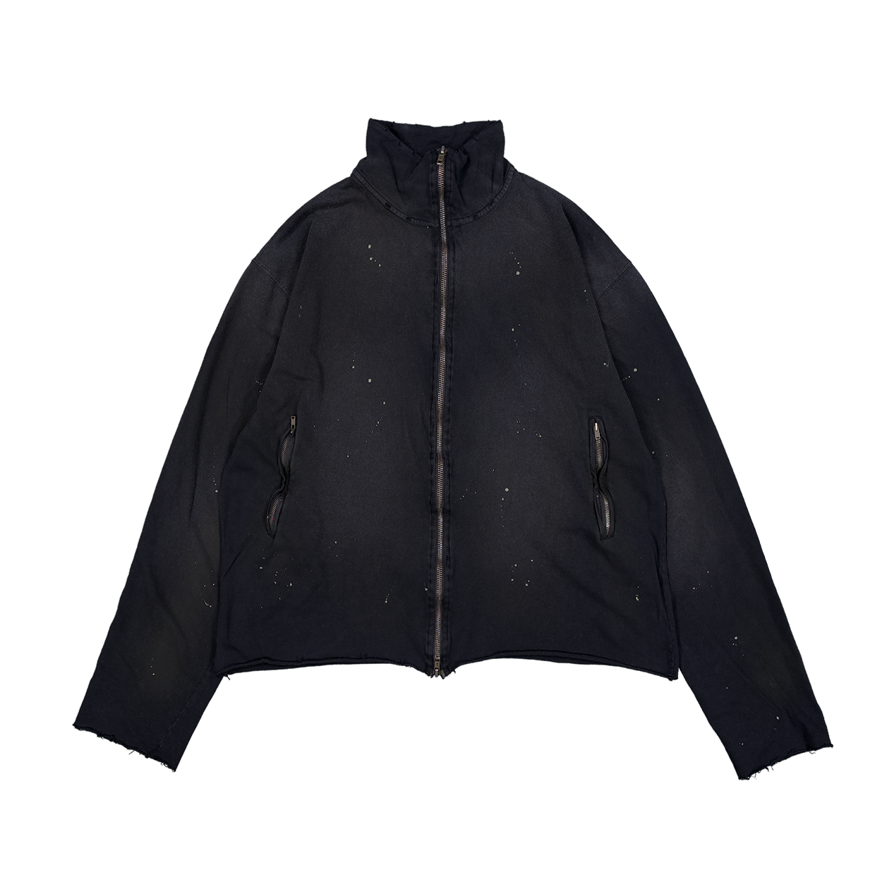언더마이카 빈티지 웨이빙 집 슬림 핏 집업 블랙(Undermycar Vintage Waving Zip Slim Fit Zip-Up Black)