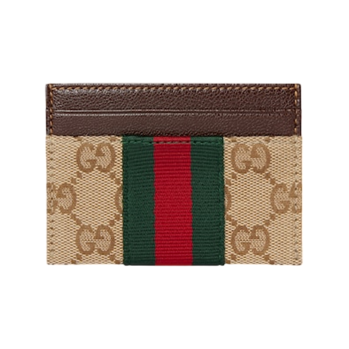 구찌 웹 디테일 GG 카드 케이스 샌드 다크 브라운(Gucci Web Detail GG Card Case Sand Dark Brown) - 1