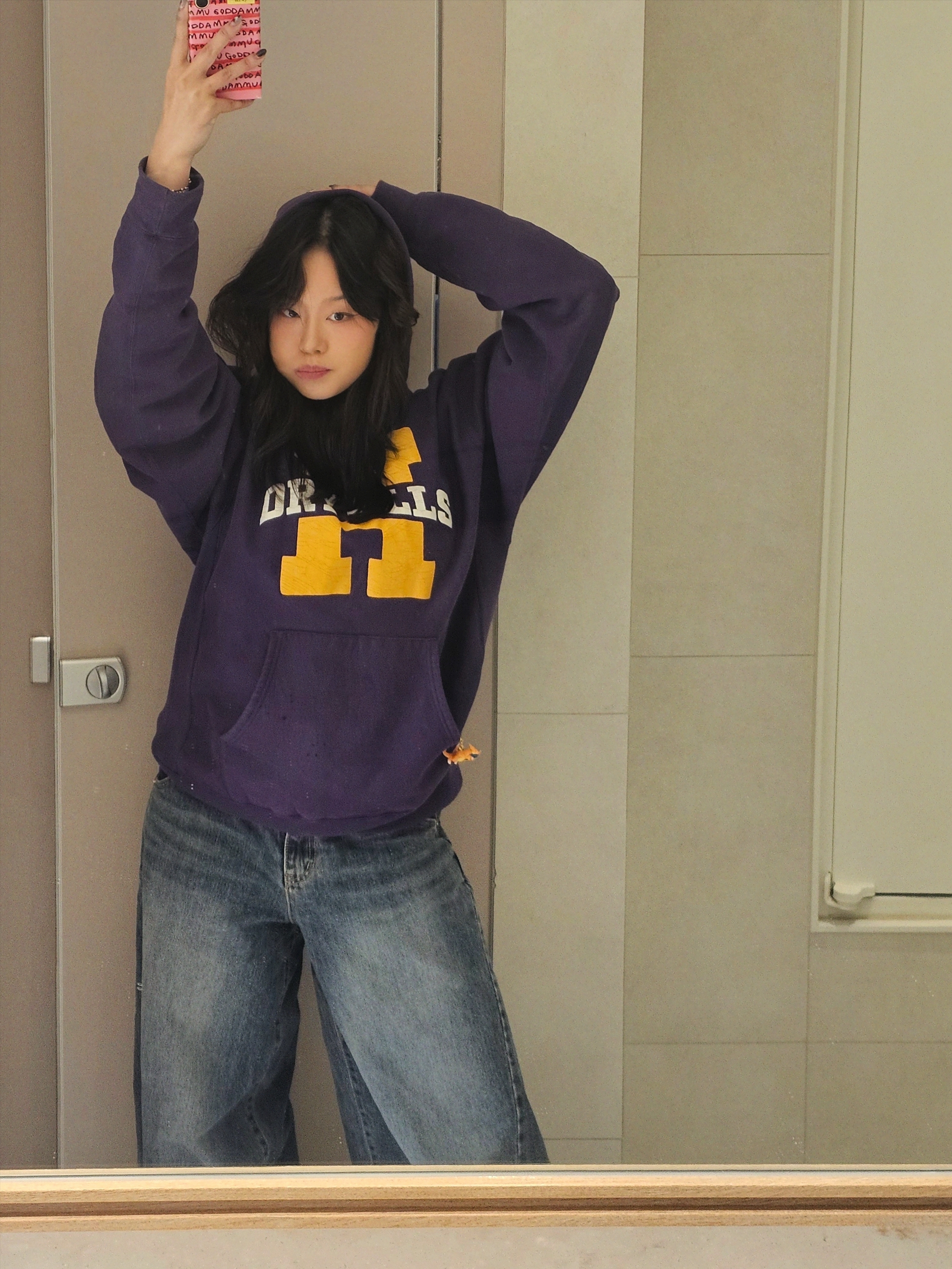 Human Made Heavyweight Hoodie Purple 착용 스타일