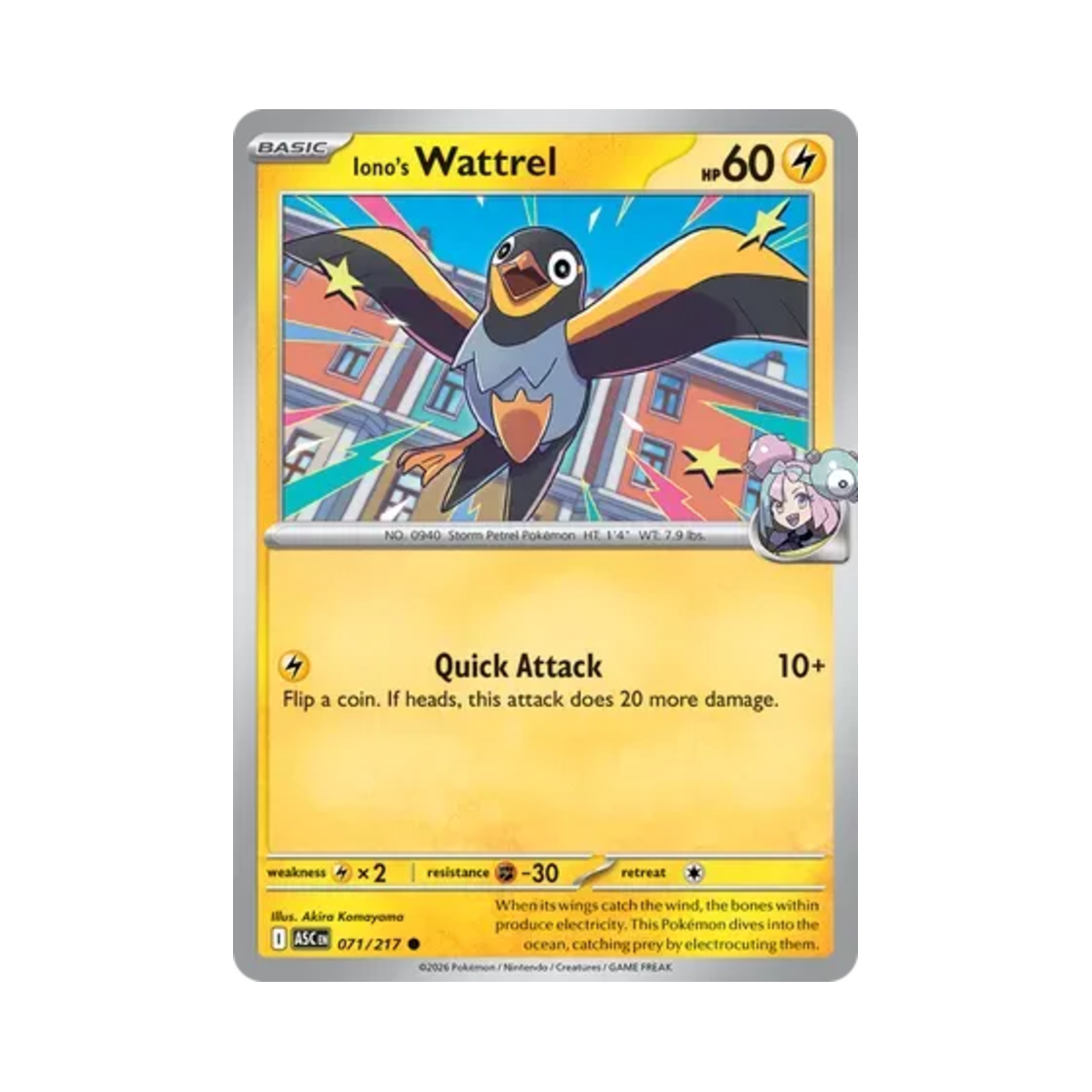 ASC071-217 Pokemon TCG Iono's Wattrel C Mega Evolution Ascended Heroes (English Ver.)