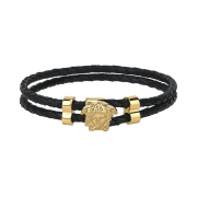 Versace Medusa Braided Leather Bracelet Gold