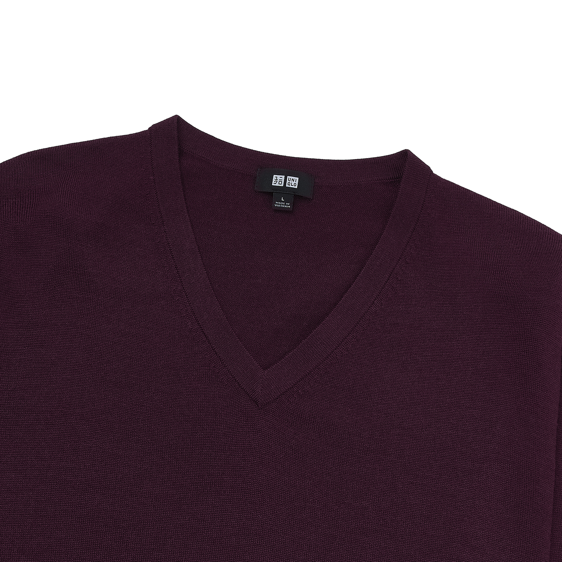 유니클로 메리노 브이넥 스웨터 퍼플 - JP(Uniqlo Merino V-Neck Sweater Purple - JP) - 3