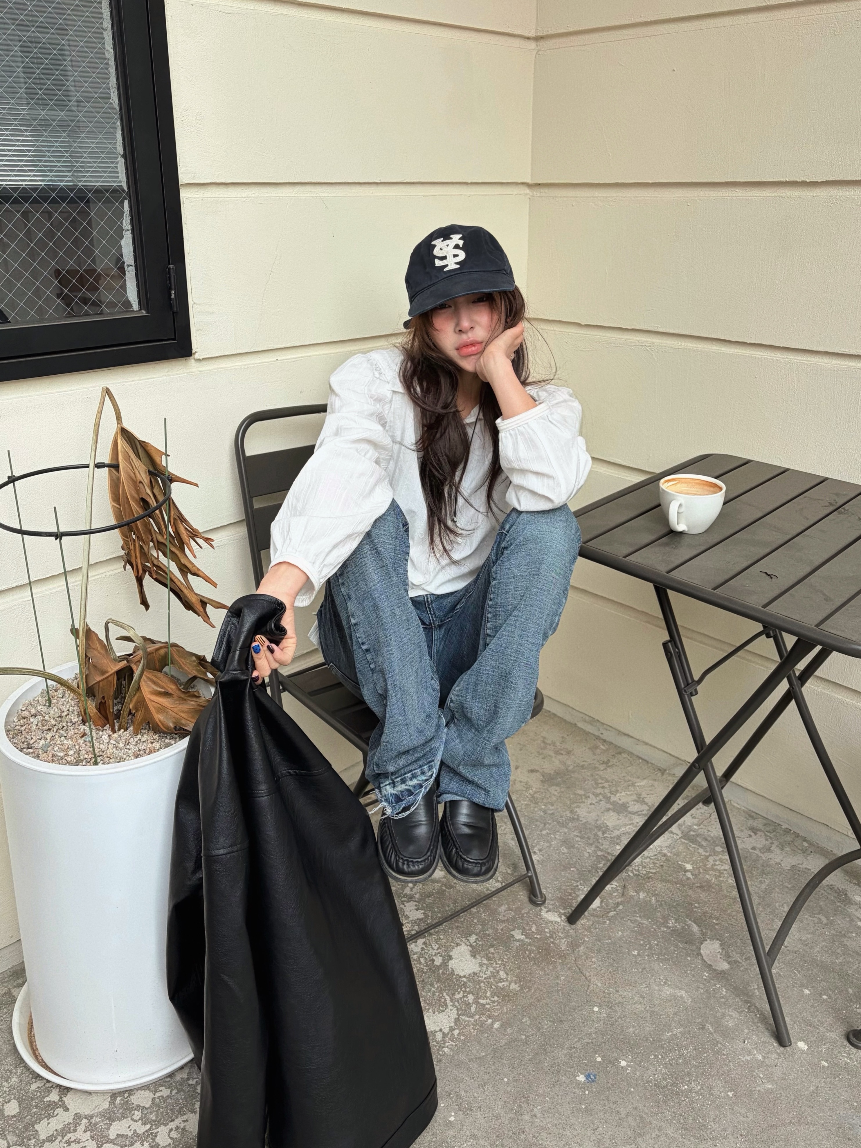 Sunday Ceremony Sy Logo 5 Panel Cotton Cap - Navy 착용 스타일 - 6