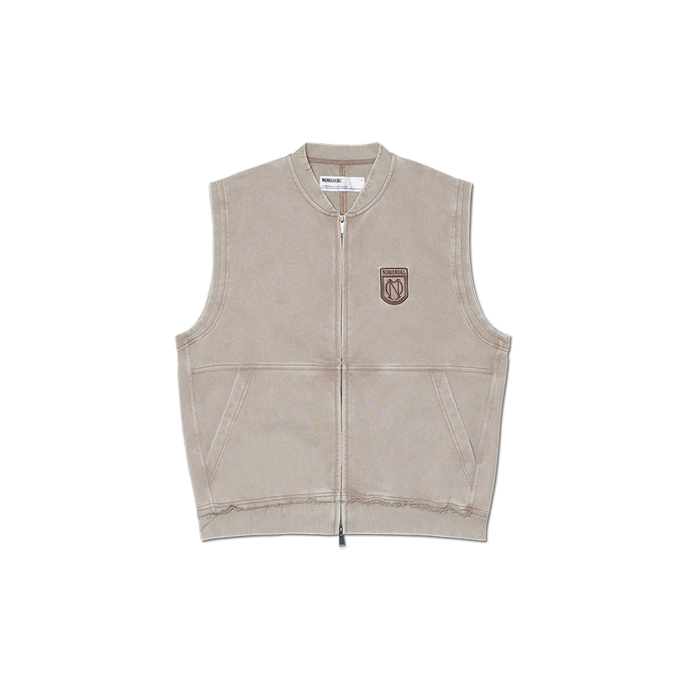 노매뉴얼 엠블렘 스웻 베스트 워시드 베이지(NOMANUAL Emblem Sweat Vest Washed Beige) - 1
