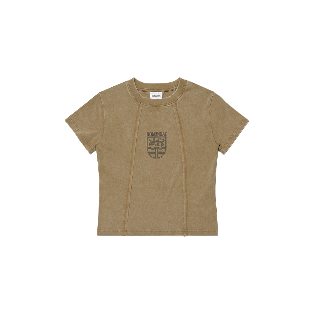 NMSS62TS50WBR (W) NOMANUAL Dual Slash Emblem T-Shirt Washed Brown
