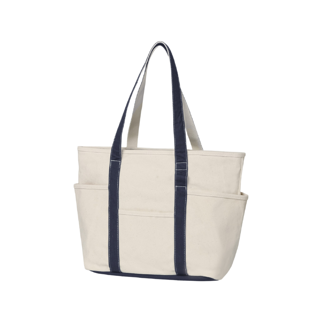 마지언타이틀 카페토트 캔버스 에크루 네이비(MAZIUNTITLED Cafe Tote Canvas Ecru Navy)