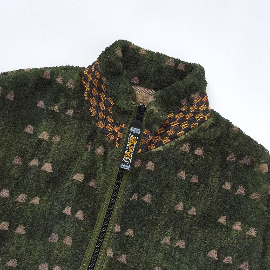 캐피탈 아이리스 플리스 집 블루종 카키(Kapital Fleece Zip Blouson with Irises Khaki) - 3