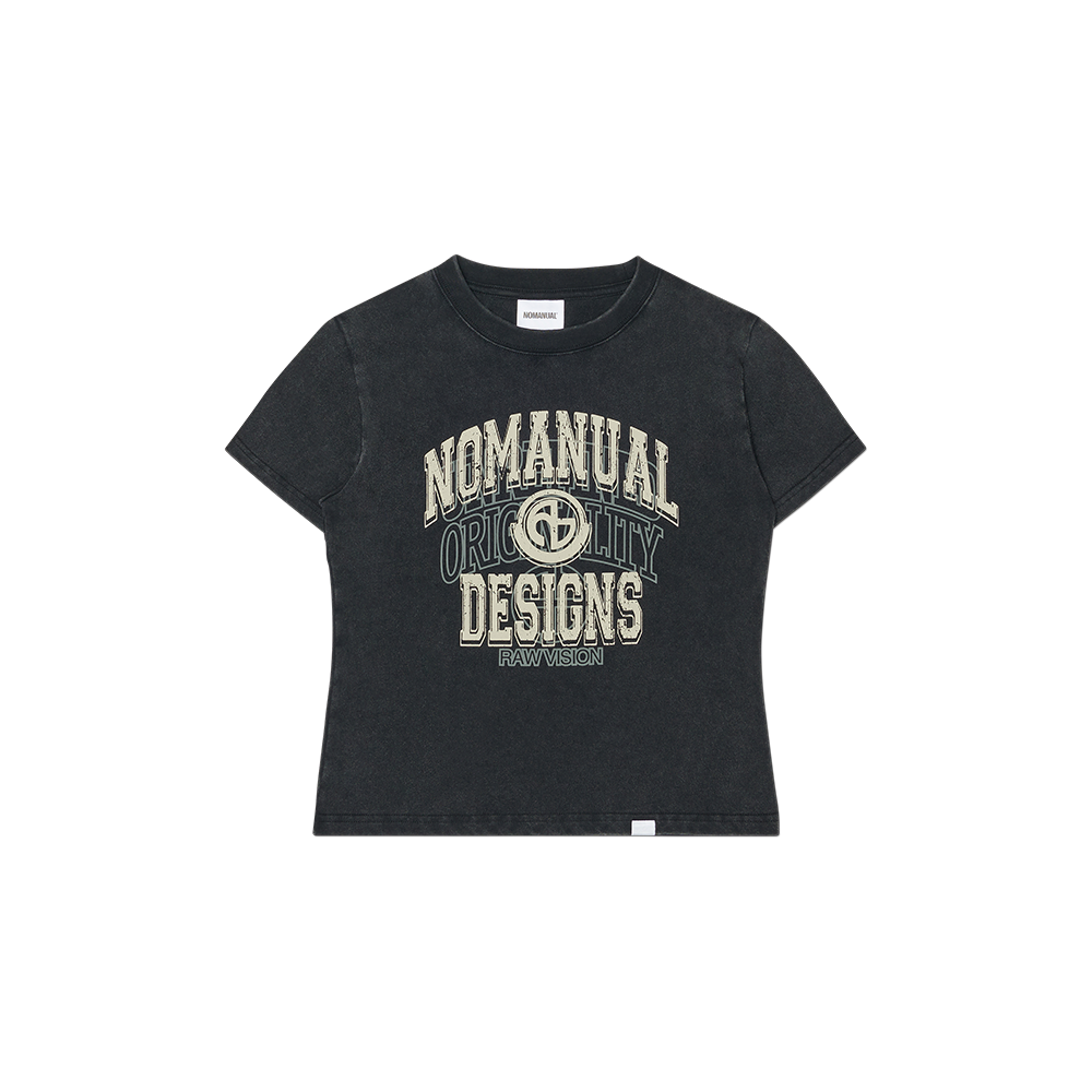 NMSS62TS51WBK (W) NOMANUAL Layered Arch Graphic T-shirt Washed Black
