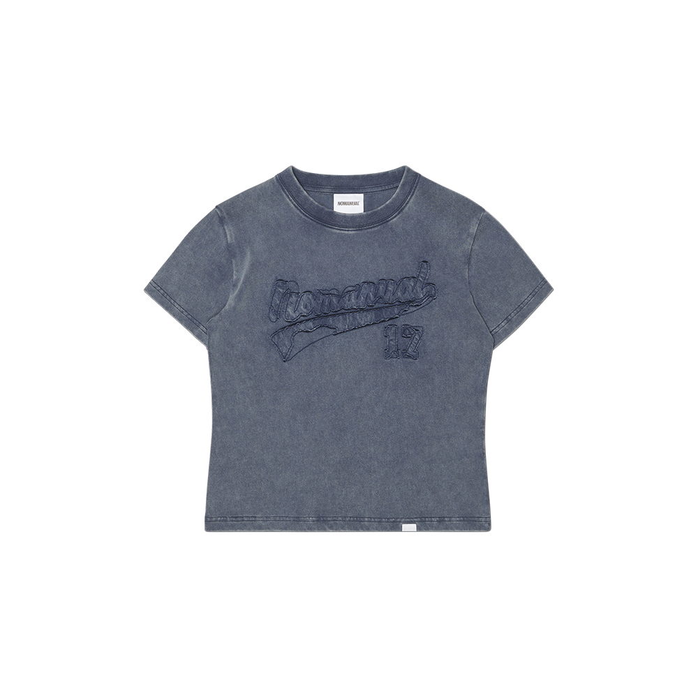 NMSS62TS52WNV (W) NOMANUAL Applique T-shirt Washed Navy
