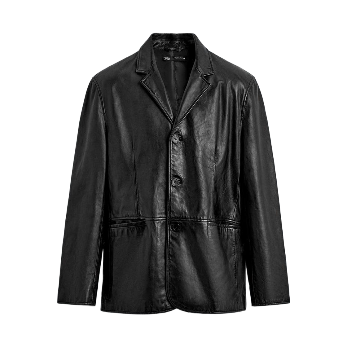 자라 릴렉스드 핏 레더 블레이저 블랙(Zara Relaxed Fit Leather Blazer Black) - 1