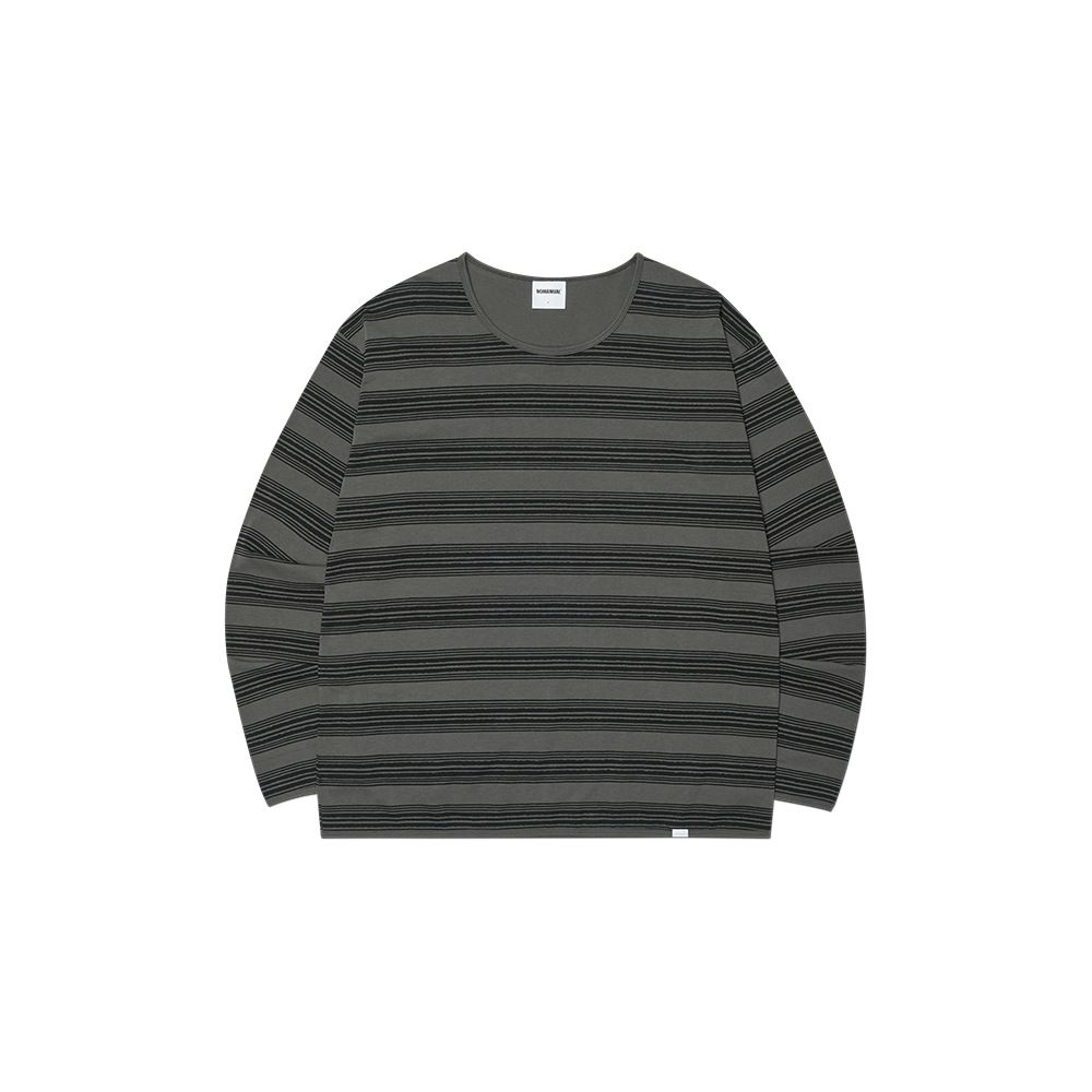 NMSS62LS05BLK NOMANUAL Painted Stripe Long Sleeve Tee Black