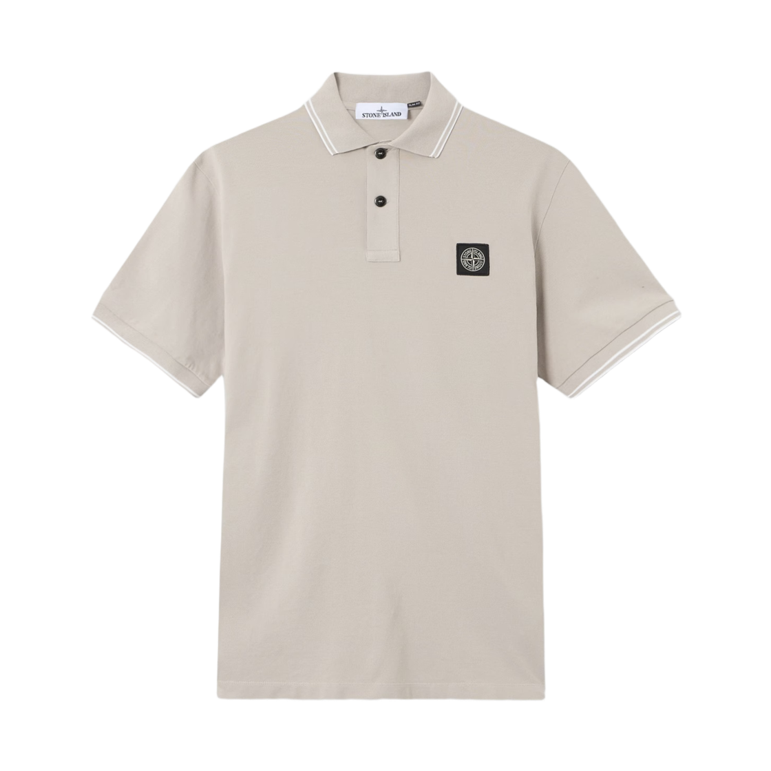 L1S1522000-10S0018-V0061 Stone Island 2200010 Organic Cotton Pique with Stretch Slim-Fit Short-Sleeve Polo with Compass Patch Pearl Grey - 26SS