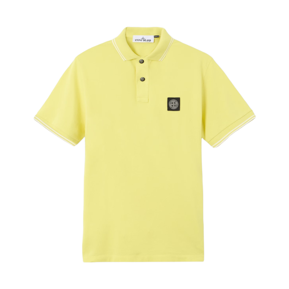 L1S1522000-10S0018-V0031 Stone Island 2200010 Organic Cotton Pique with Stretch Slim-Fit Short-Sleeve Polo with Compass Patch Lemon - 26SS