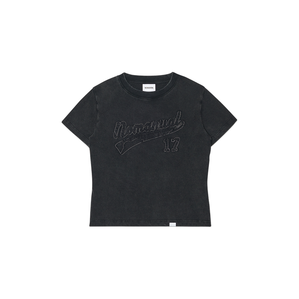 NMSS62TS52WBK (W) NOMANUAL Applique T-shirt Washed Black