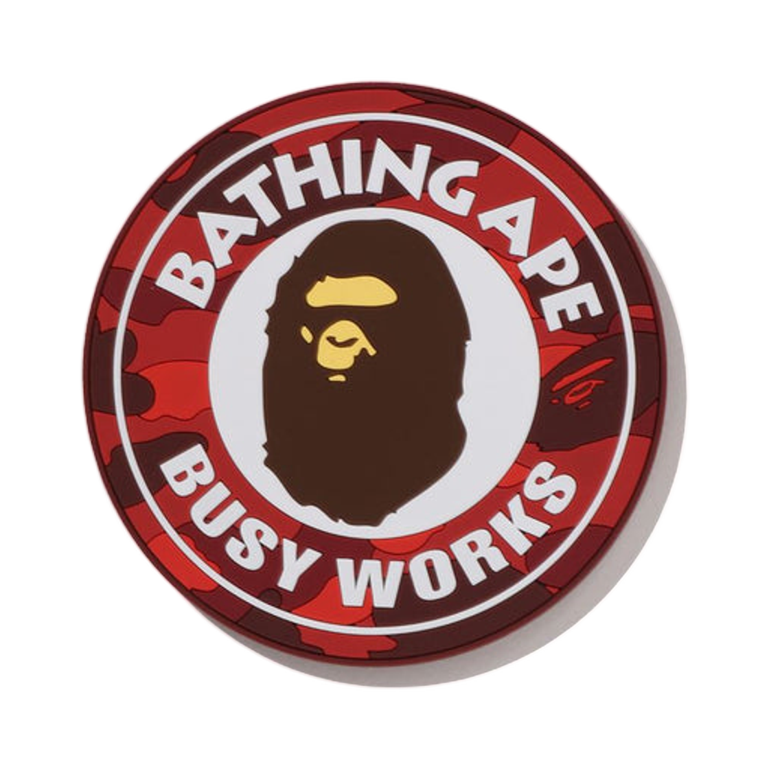 - BAPE Color Camo Busy Works Rubber Coaster Red