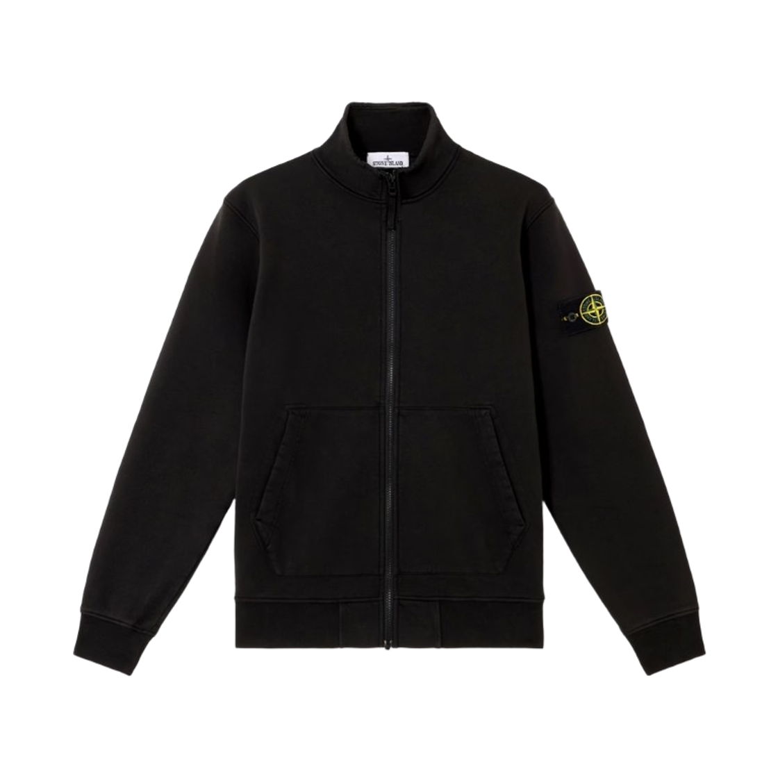 L1S1561000-63S0051-V0029 Stone Island 6100063 Organic Cotton Fleece Regular Fit Track Jacket with Pockets Details Black - 26SS