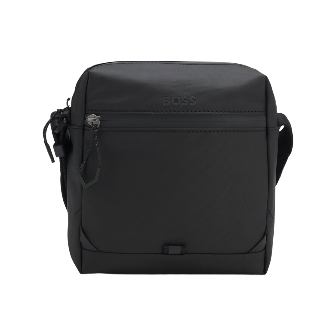 50558369-001 Hugo Boss Reflective Detail Reporter Bag in Faux Leather Black