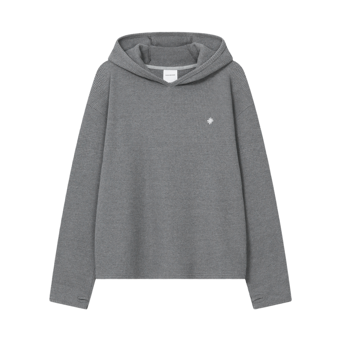 슬로우 레코드 하우스 와플 핑거홀 후드 블루 그레이(SLOW RECORD HOUSE Waffle Fingerhole Hood Blue Grey)
