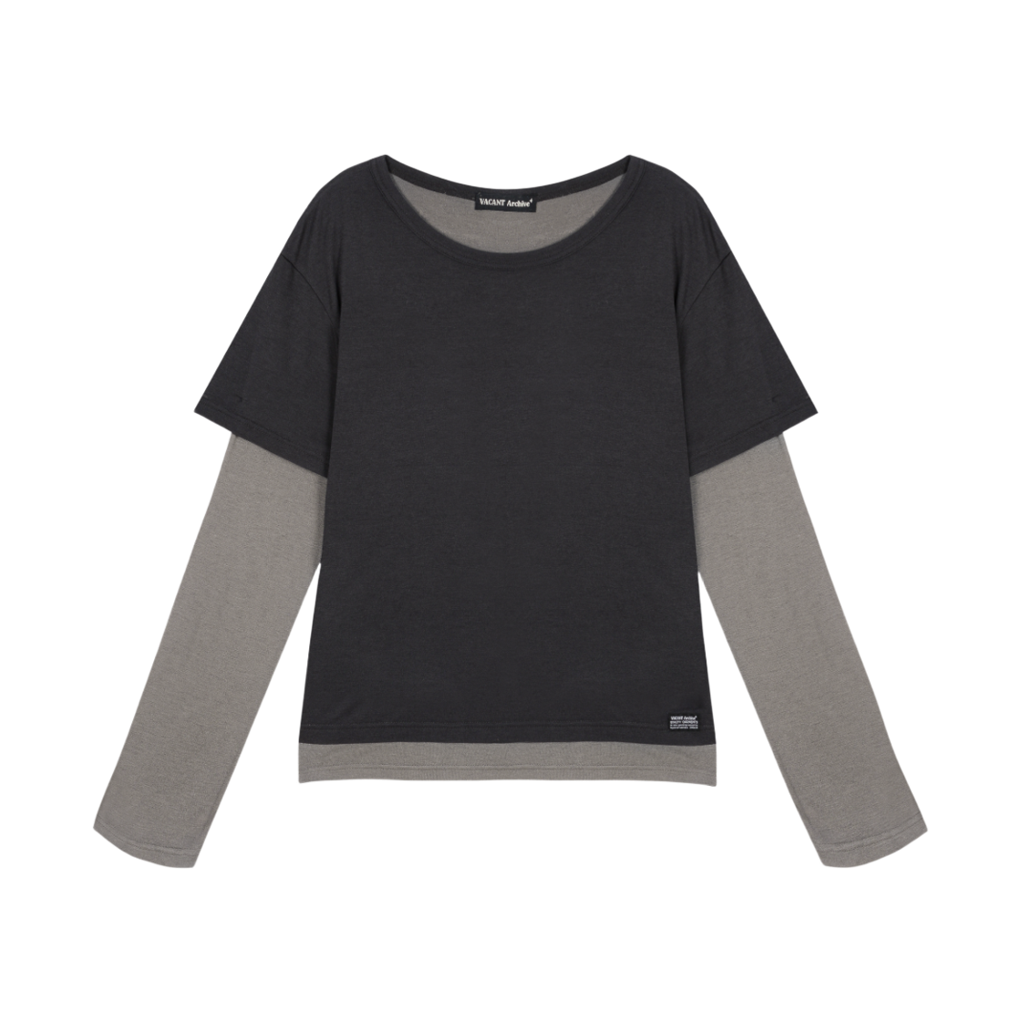 베이컨트 아카이브 메이슨 레이어드 롱 슬리브 티셔츠 차콜(Vacant Archive Mason Layered Long Sleeve T-Shirt Charcoal)